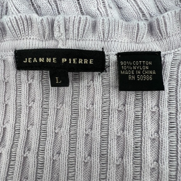 Jeanne Pierre Purple Ruffle Button Up 3/4 Sleeve Sweater Size Large Women’s - Picture 2 of 4